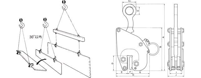 FL-VA無(wú)傷鋼板吊具尺寸