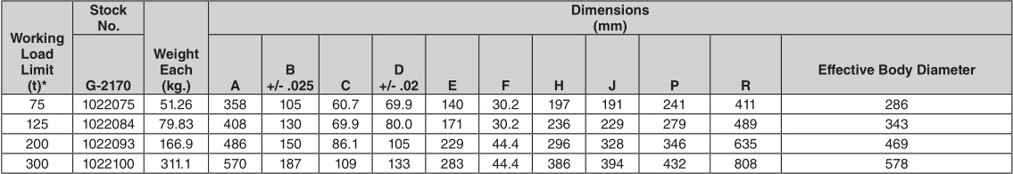 G-2170卸扣參數(shù)