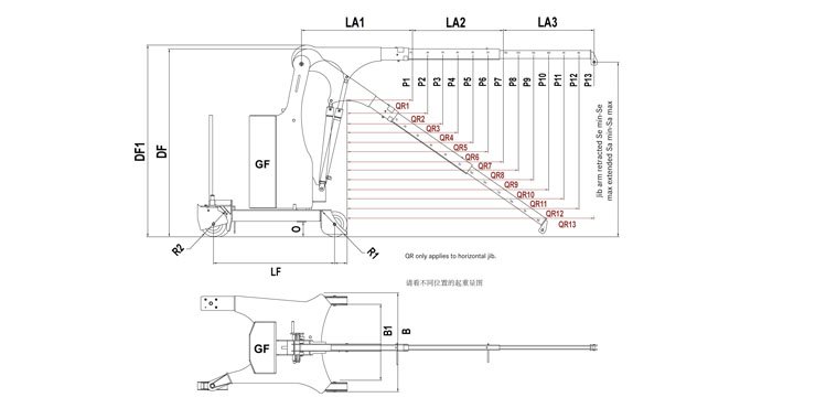 帶旋轉臂工業(yè)液壓小吊車尺寸