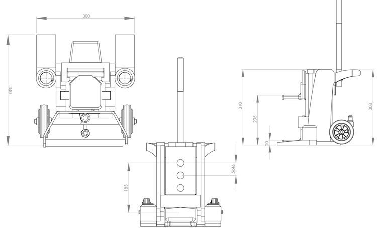 JH15G plus EX德國爪式千斤頂尺寸