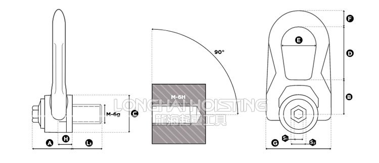 SS.DSR不銹鋼旋轉吊環尺寸